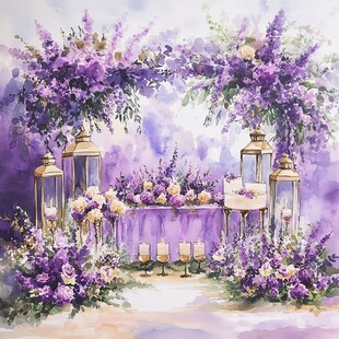 梦幻紫色系婚礼场景布置