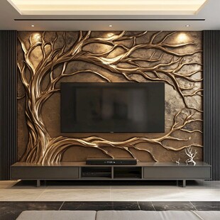 艺术树纹电视背景墙设计