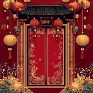 中式红门贺岁喜庆场景