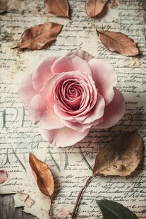 复古纸上的粉色娇艳玫瑰