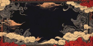 中式古典云纹龙凤边框背景