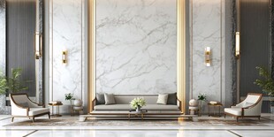 现代奢华大理石客厅场景