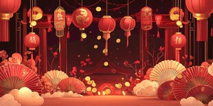 喜庆中式灯笼节庆场景