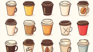 多彩手绘外带咖啡杯集合