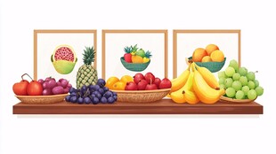 缤纷水果展示架上的盛宴