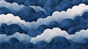 蓝白云朵构成的梦幻图案