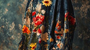 复古花卉印花长袖服饰