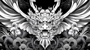 黑白龙纹图案设计