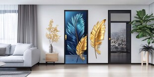 羽毛装饰门的现代客厅