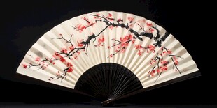 手绘梅花折扇