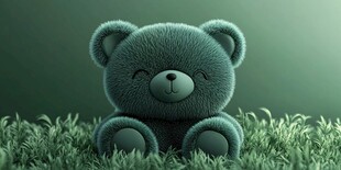 草地上的可爱小熊玩偶