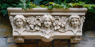 古典雕花美女头像花盆