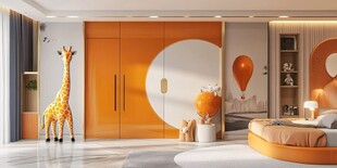 橙色童趣风儿童房创意设计