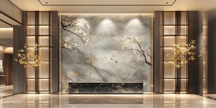 中式典雅大厅艺术背景墙