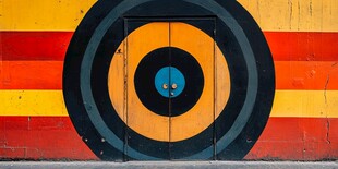 彩色靶心图案双开门