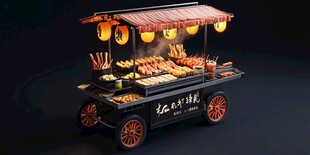 复古风街头美食小吃摊