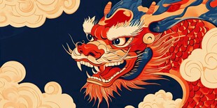 中国风祥龙遨游云海