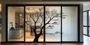 艺术树纹玻璃隔断门