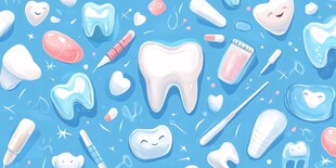 可爱牙齿及口腔护理元素图