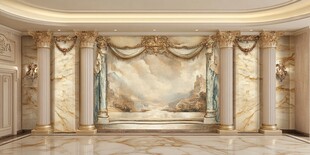 奢华欧式大理石壁画装饰空间