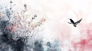 水墨花鸟意境图