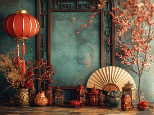 中式古风传统装饰摆件组合