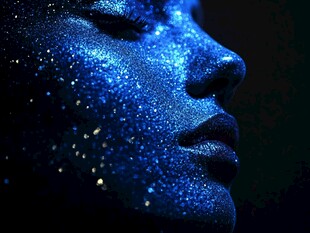 梦幻蓝调星空妆容特写