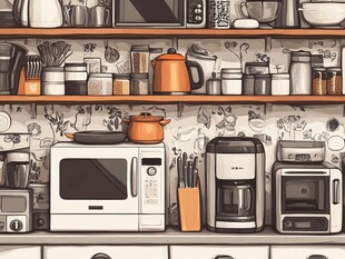 厨房电器与厨具的温馨陈列