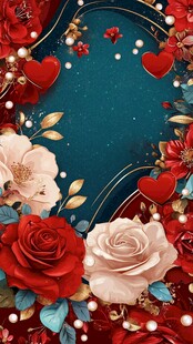 浪漫花卉爱心装饰图案