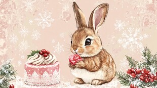 圣诞小兔与甜蜜蛋糕