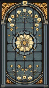 复古精美花卉玻璃装饰窗