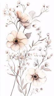 淡雅花卉插画