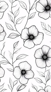 黑白花卉无缝图案设计