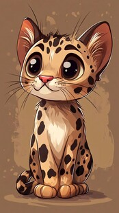 可爱豹纹小猫插画形象