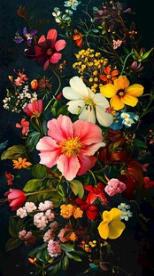 缤纷花卉静物油画