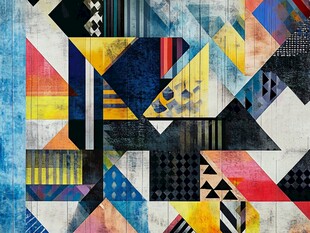 几何抽象拼贴艺术图案