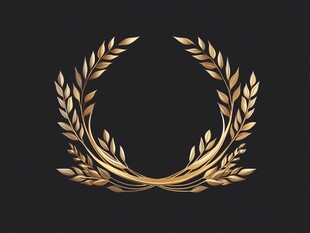 金色麦穗花环图标设计