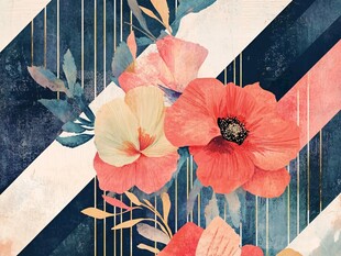 花卉条纹背景插画图案