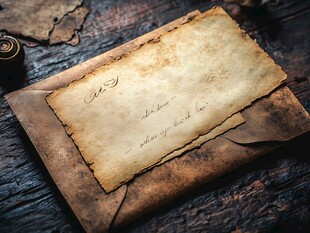 复古旧信纸与信封的特写