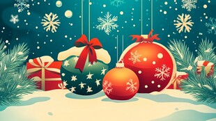 圣诞装饰雪景图