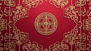 中式红金传统花纹背景图