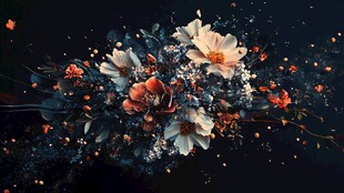 梦幻花卉绽放夜之绚丽