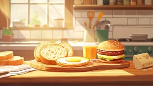 厨房美味早餐诱人时刻