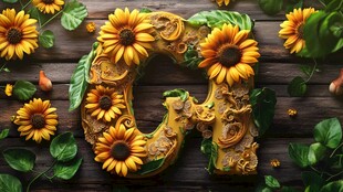 花卉装饰字母G的精美画面