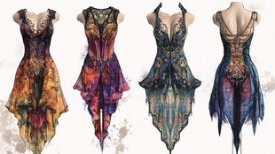 梦幻绚丽的多款创意连衣裙