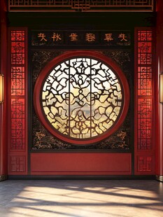 中式古典红窗精美雕花