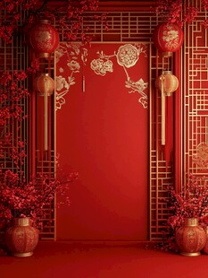 中式红韵新春装饰场景