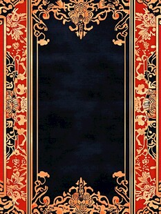 中式古典黑金花纹边框背景