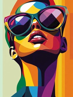 多彩墨镜时尚女性头像