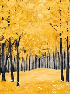 金色秋林的梦幻风景